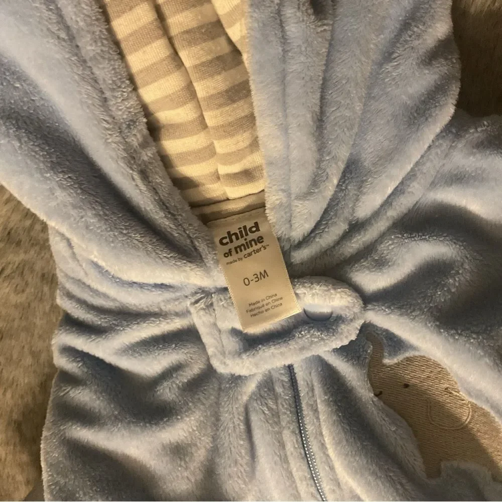 Baby Boy 5 Piece Warm Zipper Onesie Bundle Lot Size 0-3M